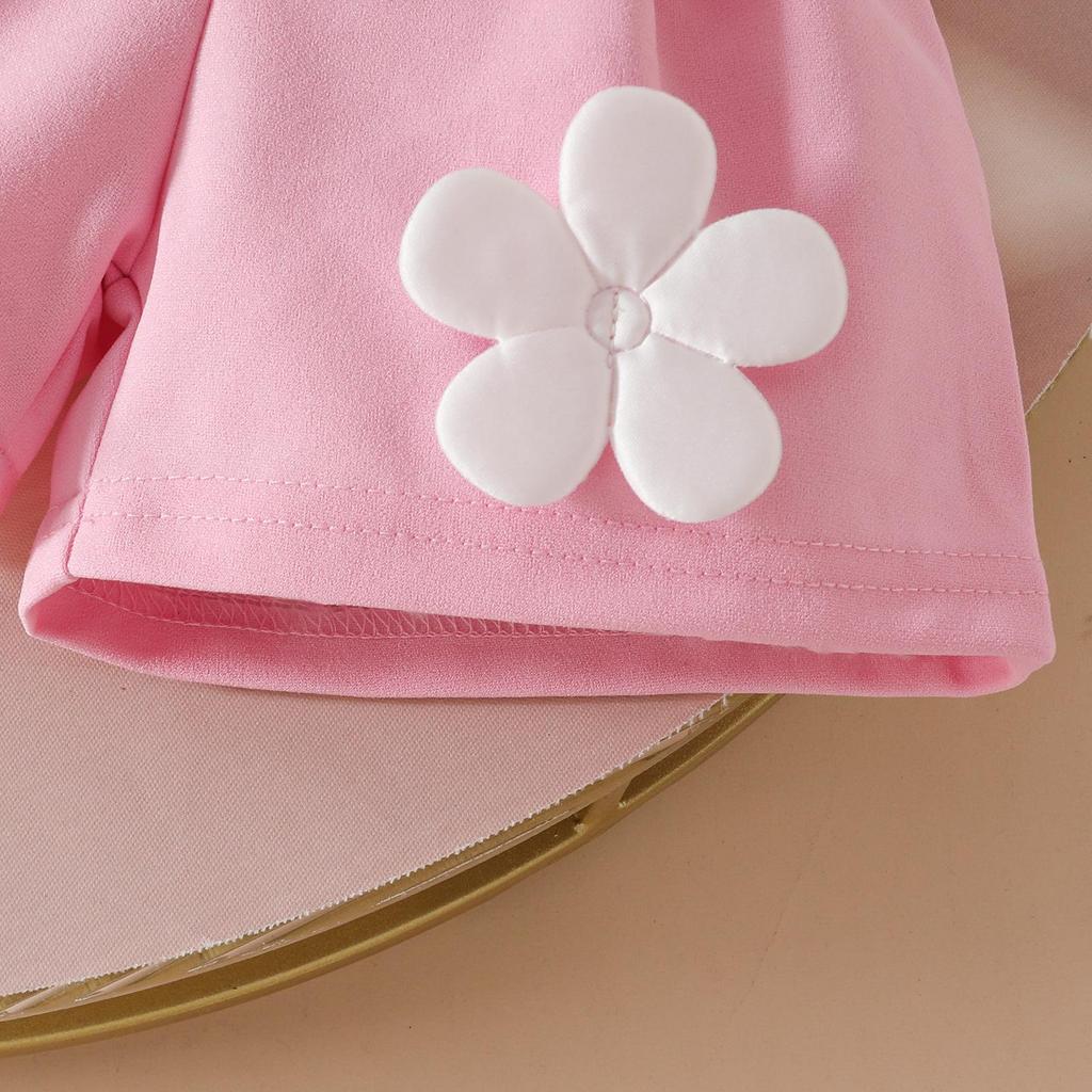 Ensemble 2 pièces Fille Toddler : Haut 3D Cœur et Short à Boutons