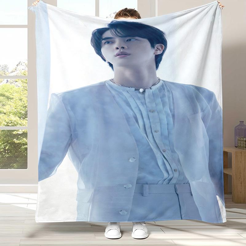 Kim Seok Jin Kpop B-BTS Flannel Blanket,Ultra Soft Warm Plush Throw for Home Bedroom Bed Sofa Cover Office Camping Picnic Gift