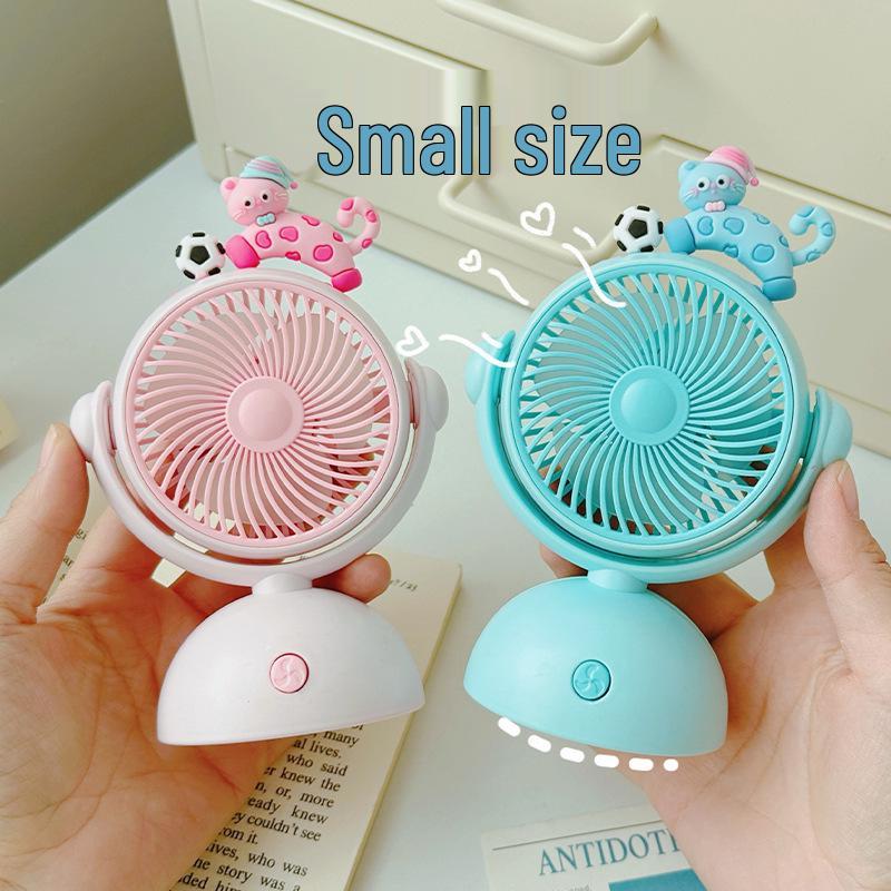 Compact Silent Cartoon Desk Fan for Office & Dorm - Cute Portable Mini Fan