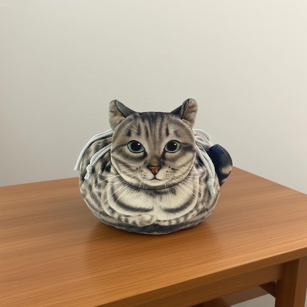 Women's Travel Drawstring Bag Cute Cat Theme Portable Gift Bag For Cat Lovers