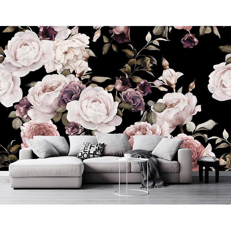 

Обои Фреска с Пионами для Спальни Гостиной Фиолетовые Цветы Обои Розы Обои Фреска 200 cm(W) x 140 cm(H)