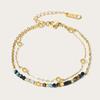 18K Gold Plated Layered Bracelet Set for Women Stainless Steel Turquoise Natural Stone Disc Charm Boho Gift  Custom