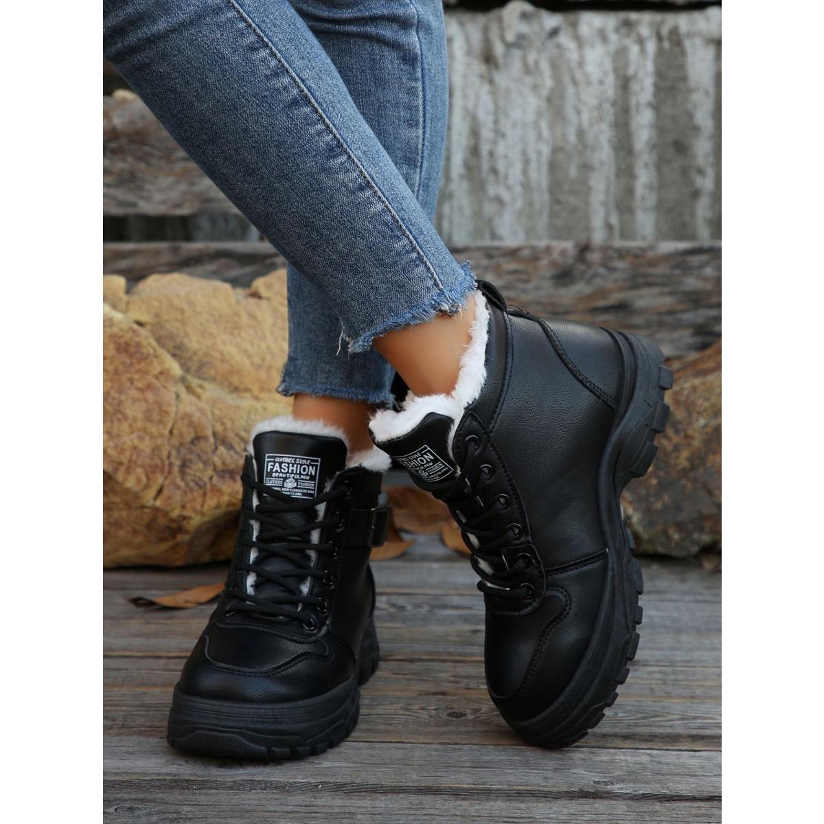 Зимняя обувь женские зимние ботинки плоские нескользящие теплые женские ботильоны обувь — фото 12