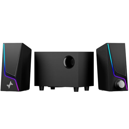 

Nylavee PC Speakers with Subwoofer, 2.1ch Deep Bass, USB/USB-C Powered, 3.5mm Connection, Light Included, Compatible with PCs, Desktops, Monitors, Lap