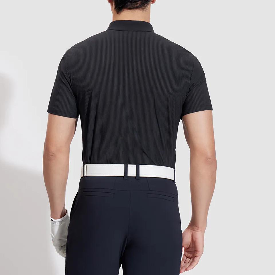 FILA Golf Series Casual Knitted Short Sleeve Polo Shirt Men Polo Shirts Deep-Black A11M425110FBK