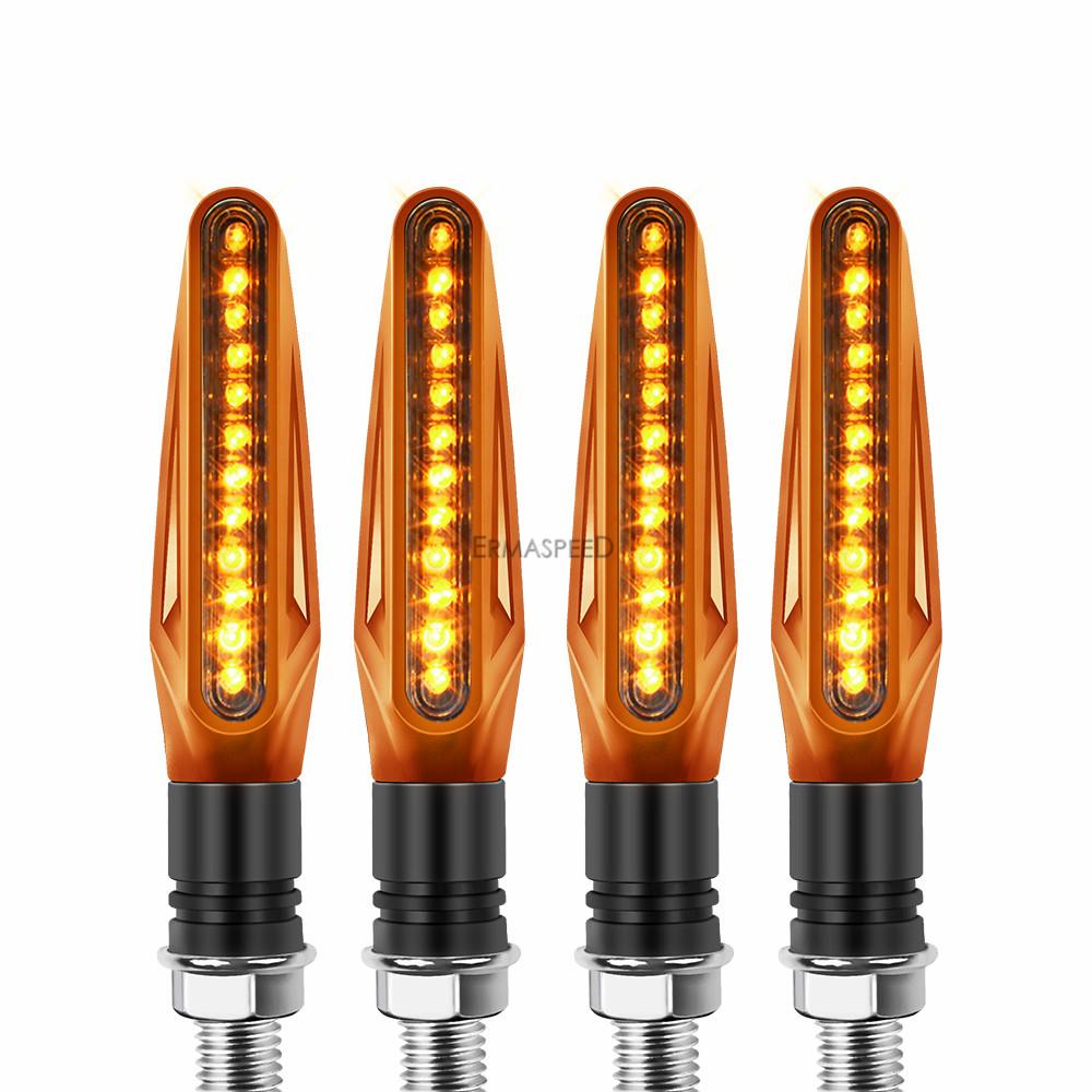 4PCS Motorcycle Blinkers LED Turn Signals Light Amber Flashing Indicator Motorbike Brake Light Black Red Blue Carbon