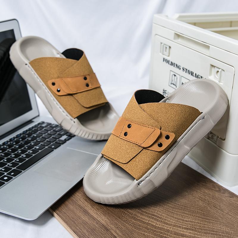 Fashion Summer Beach Shoes Men Flat Heel One Foot Lightweight Comfortable Fashionable Slippers Outdoor Business Sandals Men Sizes 38-45