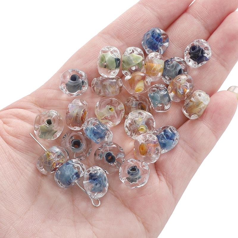1pc [12x7mm] Water Ripple Wheel Beads Transparent Glass Wheel Beads Irregular Flat Round Beads DIY Accessories