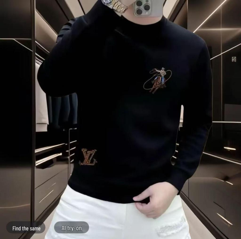 Trendy Men's Personality Print Hoodie - New Autumn/Winter Arrival, Plus Velvet, Casual Round Neck, Long Sleeve Jacket