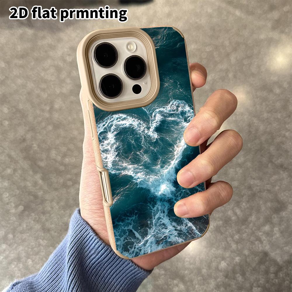 Phone Case: 2D Flat Lambskin Suitable for iPhone 18 17 16 15 14 13 Pro Protective Case, Heart Waves, Christmas and Halloween Gifts