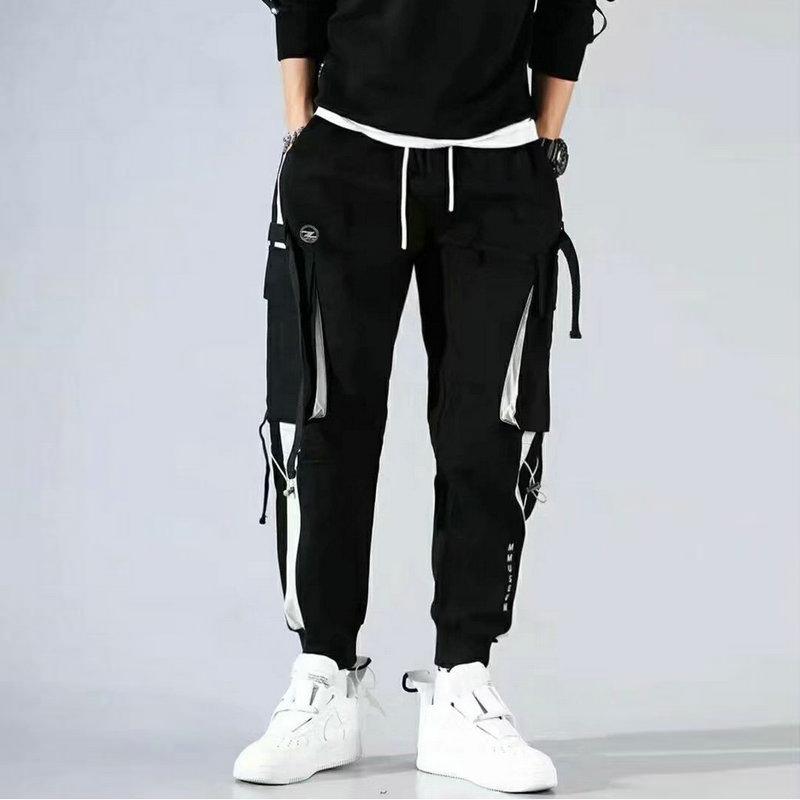 Jarní harémové kalhoty pro volný čas Muži Streetwear Stuhy Bavlna Slim Fit Módní joggery pro chlapce
