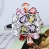 NEW Solid Sterling Silver Ring Flowers Design CZ Romantic Wedding Fashion  Rings For Women Best Gift for Girls