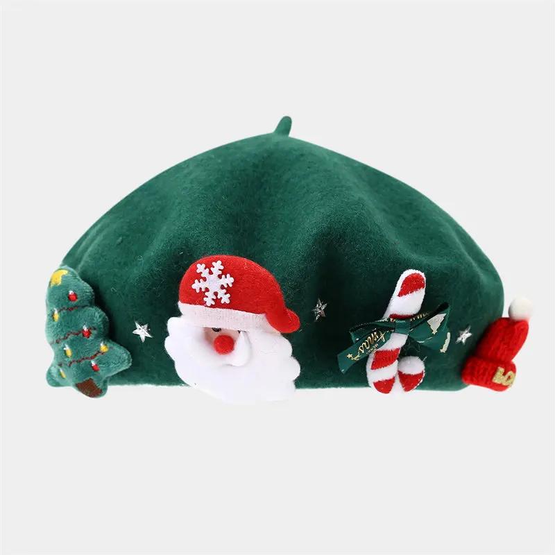 LDSLYJR Autumn Winter Cotton Cartoon Warm Beret Painter Hat Octagonal Hat Women and Girl 02