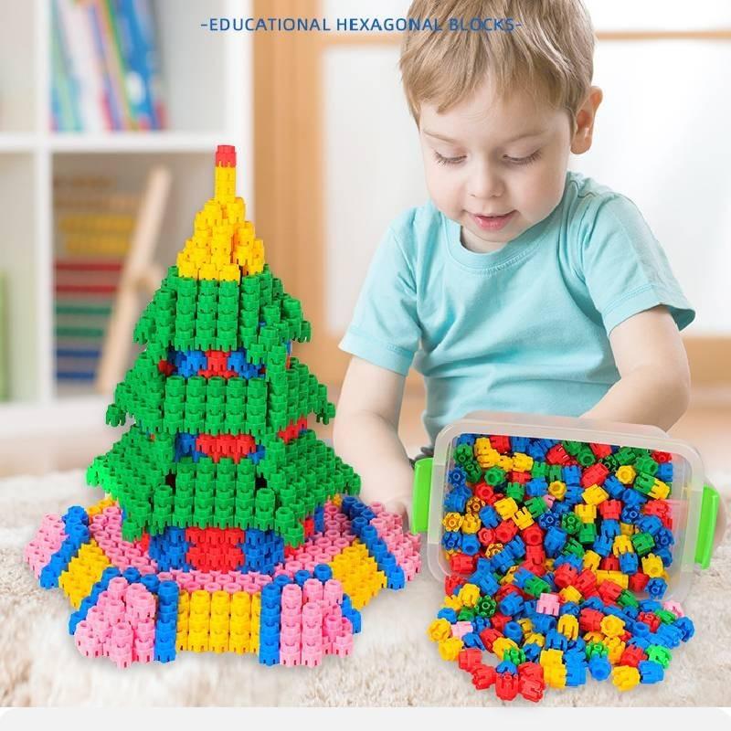 Hexagonal Building Blocks Educational Plastic Toy For Kids 3-6 Years Old Boys Girls Assembly Insert Toy 38-50 Pieces