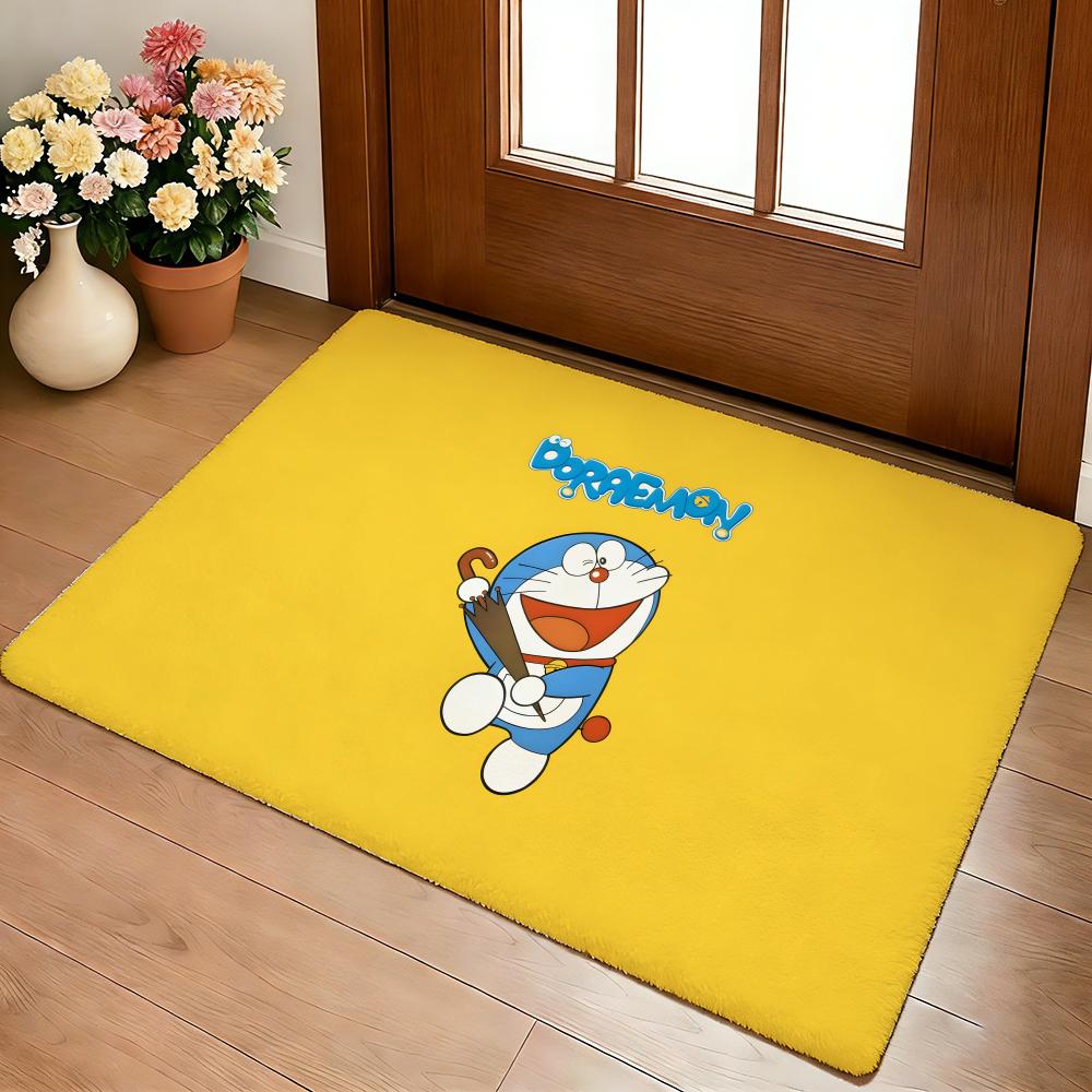 Kwaii Anime D-DoraemonS Floor Mat Cozy Flannel Soft Thick Non-Slip Mat For Living Room Bedroom Kitchen Decor Rugs
