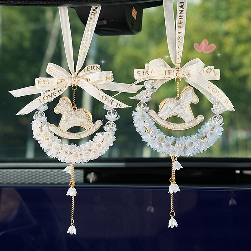 Car pendant new rearview mirror decorative car hanging creative lily of the valley pony car pendant pendant