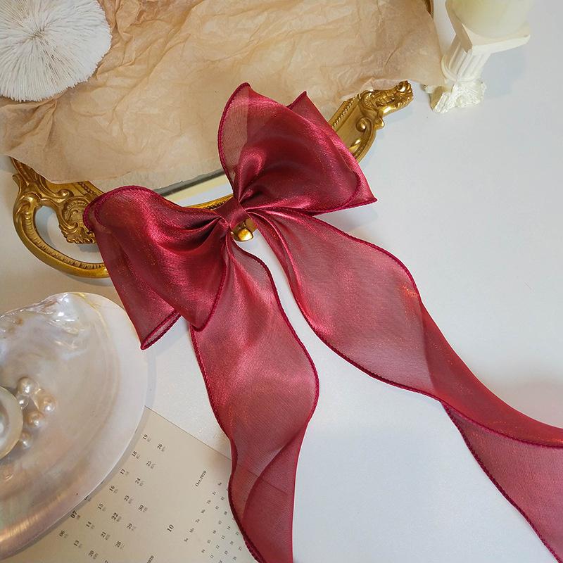 Sweet Chiffon Bow Hair Clips Girls Blue Shining Satin Bowknot Hair Clips Ribbon Bow Barrette Hairpin Grip Ponytail Clip Headwear