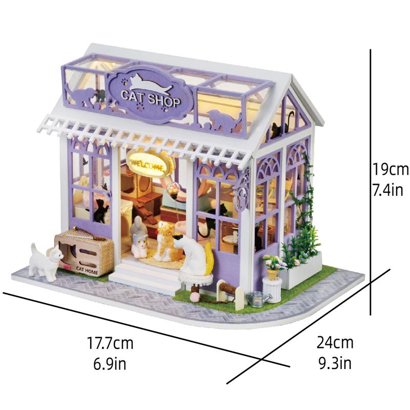 Maison de Poupée Miniature en Bois Puzzle 3D Assemblage Modèle de Construction Kits Petite Pièce Maison Avec Meubles Éclairage Jouets en Bois Pour Cadeaux