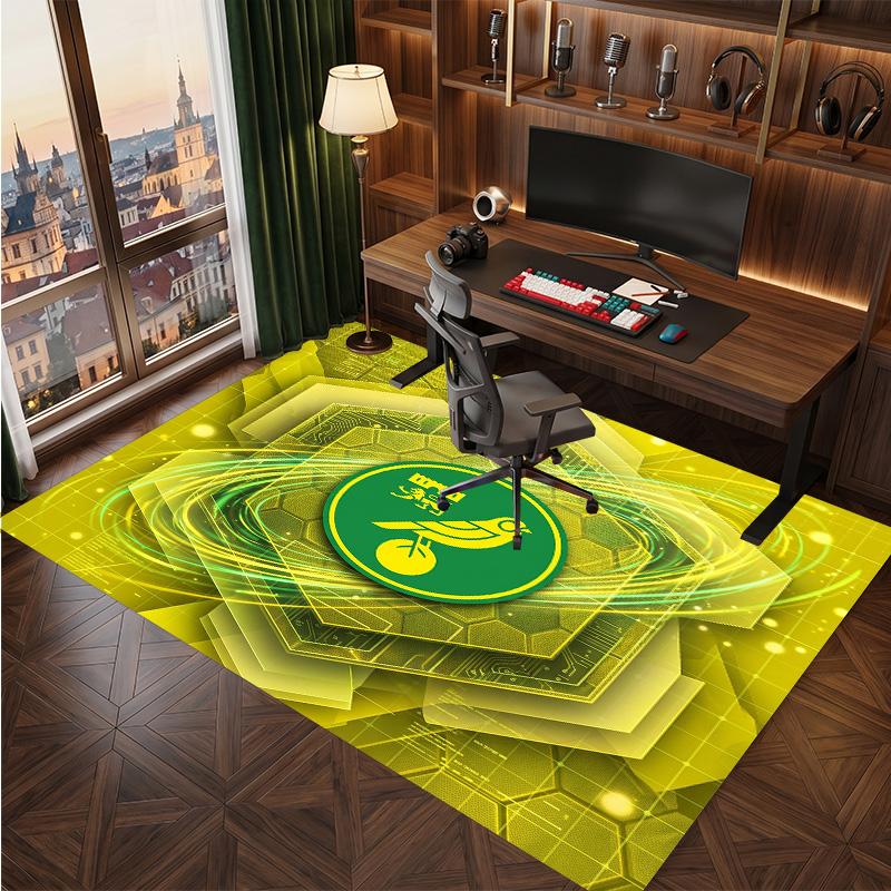 Norwich City Football Print Crystal Velvet Rug, Comfortable Water Absorbent Non Slip Indoor Floor Carpet
