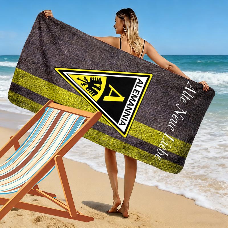 Ręcznik Plażowy z Nadrukiem Alemannia Aachen, Duży Miękki Szybkoschnący Ręcznik na Plażę Kemping Pływanie