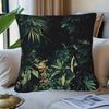 1-Pack, 2D Flat Print, Non-realistic Embroidery, Retro Green Tropical Bird Jungle Plant Night View Single-sided Short Velvet Pillowcase