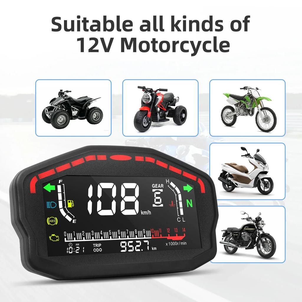 AD Digital Display Instrument Panel 12V Speedometer Motorcycle Bracket Odometer Tachometer with Speed & Mileage for CG125 CG150