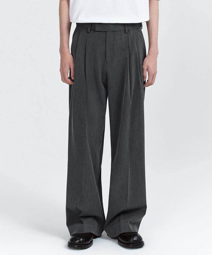 MUSINSA STANDARD Super Wide Hidden Banding Slacks [Medium Gray]