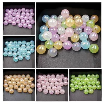 10/12/14mm Akrilik Moda DIY Bilezik Boncuklu Malzeme 10 adet Jöle Rengi Yuvarlak Boncuk Kolye Aksesuarları Aydınlık UV Parıltı