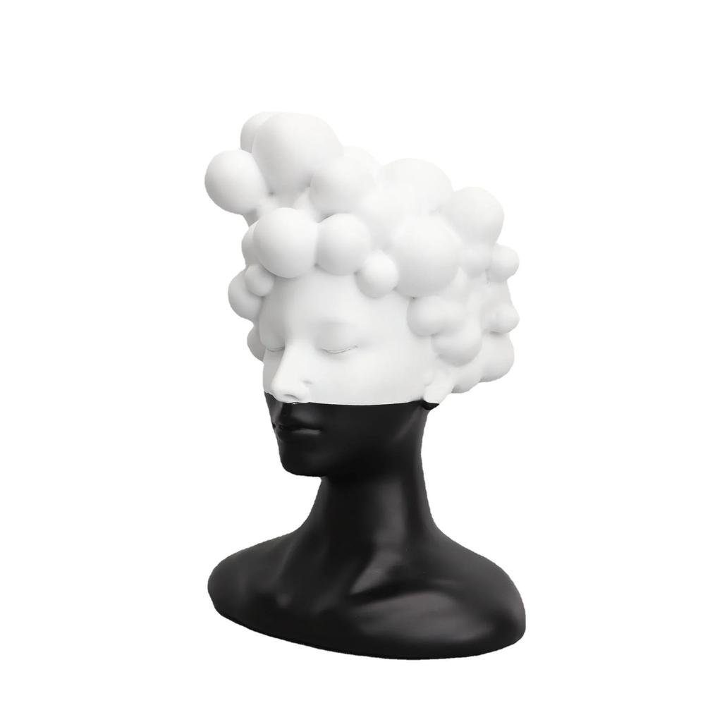 Abstract Figure Sculpture Resin Handicraft Ornaments Black and White Mosaic Woman Figurine Human Head Statue Home Decoration