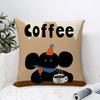 Creative Coffee Illustration Pillow Case Plush Fabric Soft Double Sided Print Home Sofa High Quality Cushion Cover Throw