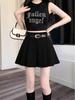 2025 Gray High-Waisted Academy Style Petite Pleated Summer Skirt