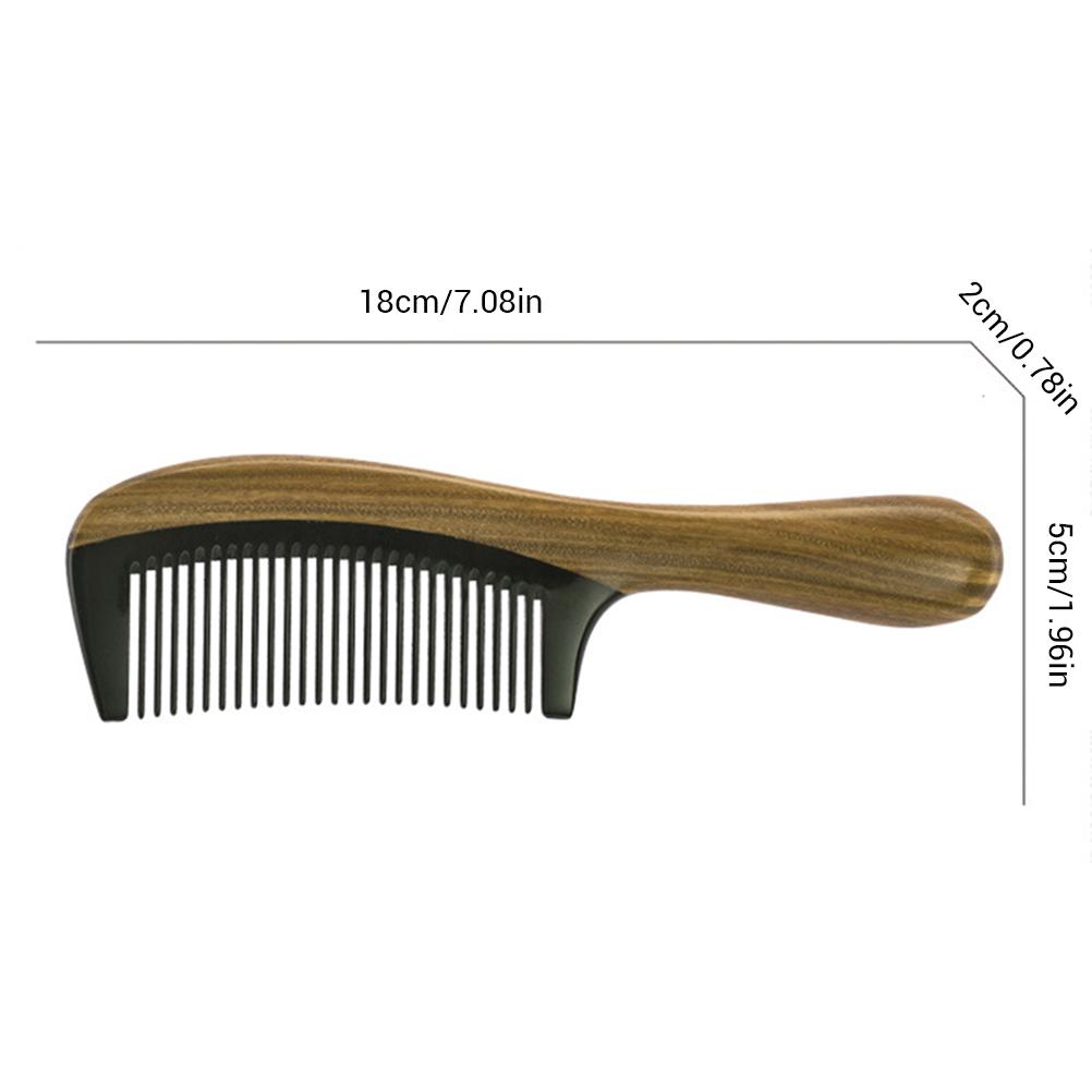 Pettine Antistatico Districante Denti Fini Pettini per Capelli in Legno Sandalo Verde Corno di Bufalo