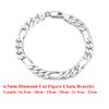 EFFIE QUEEN 925 Sterling Silver Diamond Cut Classic Figaro Hollow Out Chain Bracelet For Women Men Dainty Fine Jewelry SB108