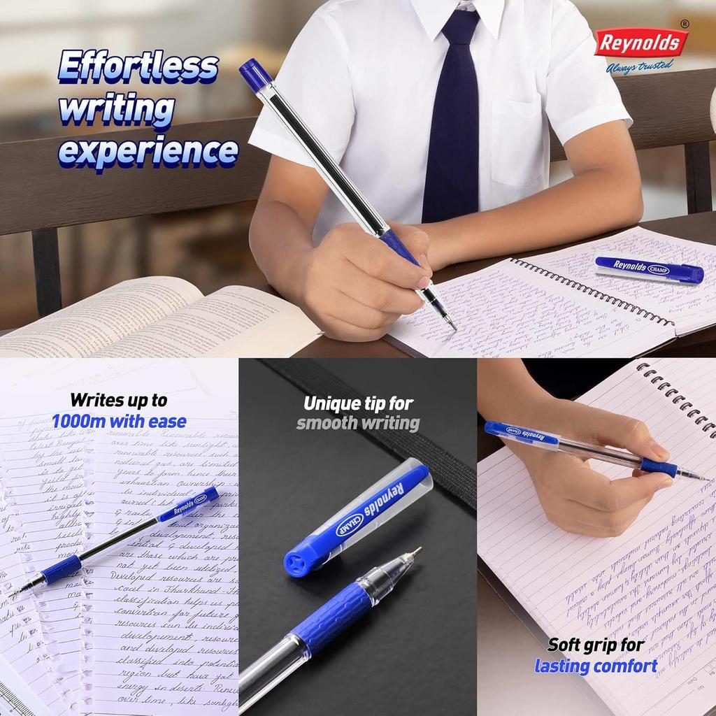 Reynolds CHAMP PACK OF 1 X  60 Blue Ball Pens with 0.7mm Tip for Students, Office & Home Writing Comfort