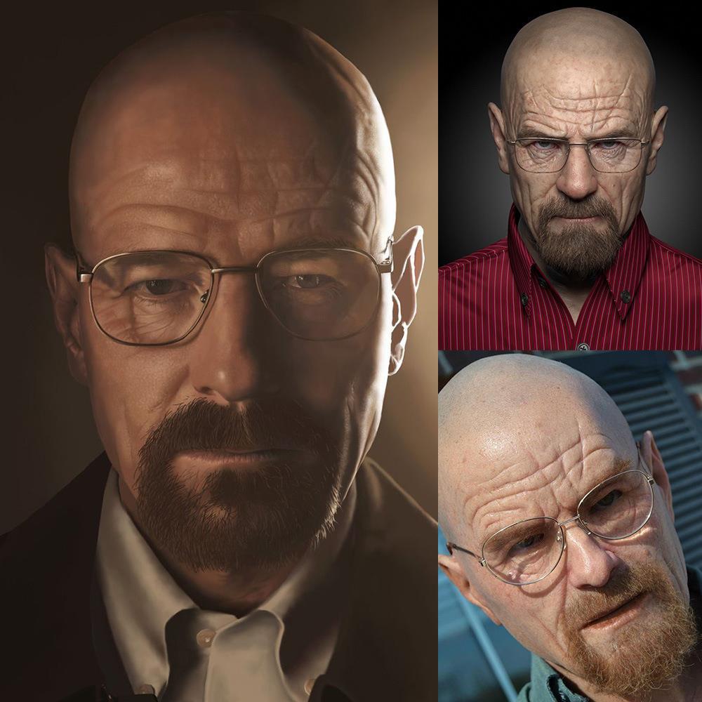 New Halloween Grandpa Wig and Mask Set Bald old man's terrifying mask