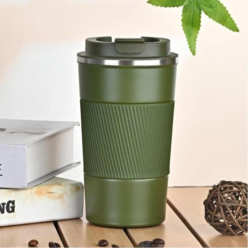 Edelstahl Isolierte Reise-Kaffeebecher Auslaufsicherer Deckel 6H Wärme-Kälte-Speicherung Rutschfester Griff Für Pendeln Wandern Camping