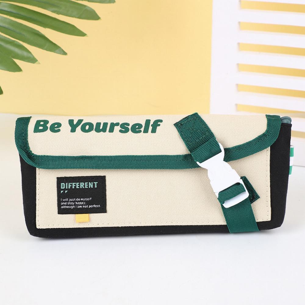 Canvas Double-Layer Pencil Case Splicing Cartoon Pencil Cases Storage Pencil Bag Boy Girl Kid