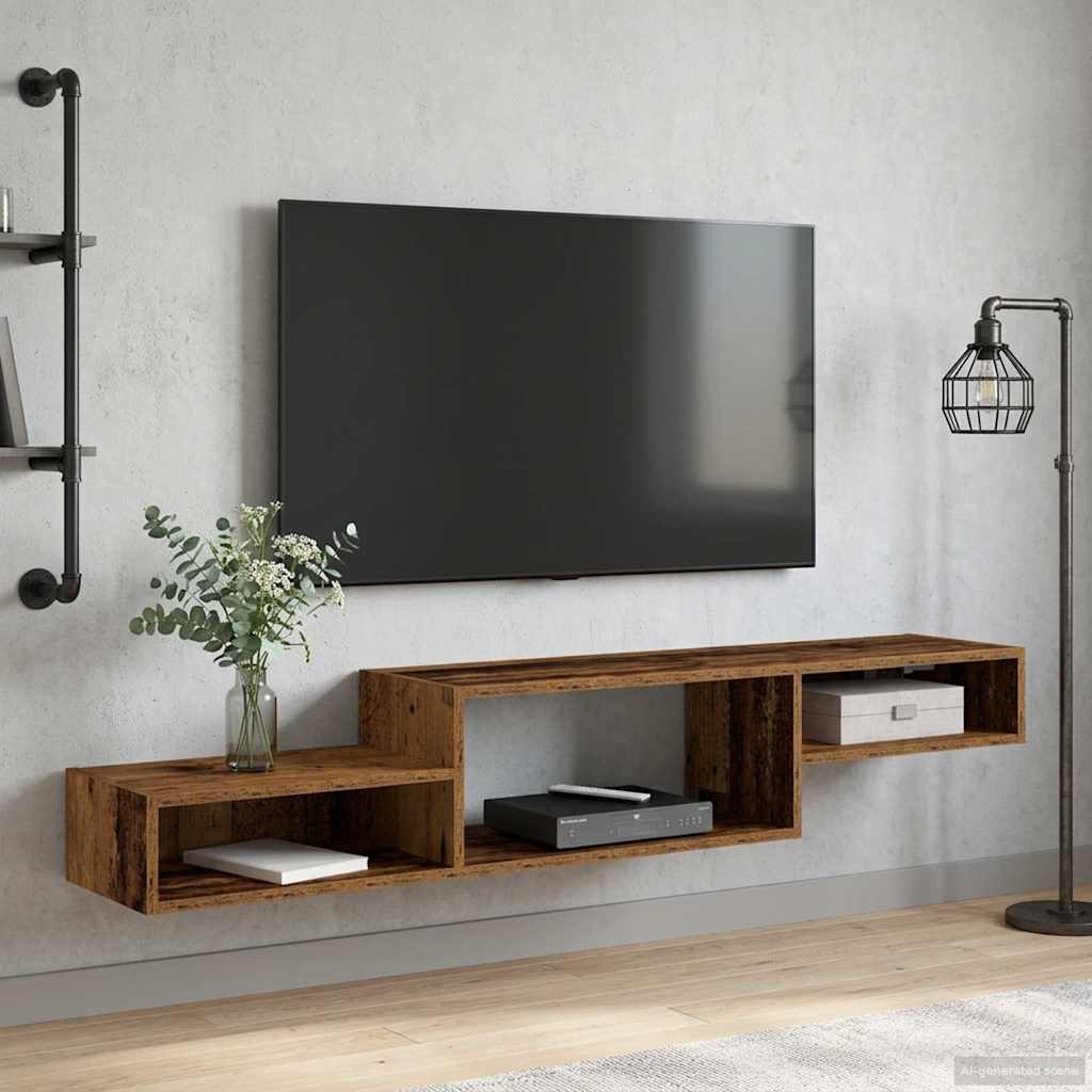 Wall Mounted TV Cabinet Wall Bracket Reclaimed Wood