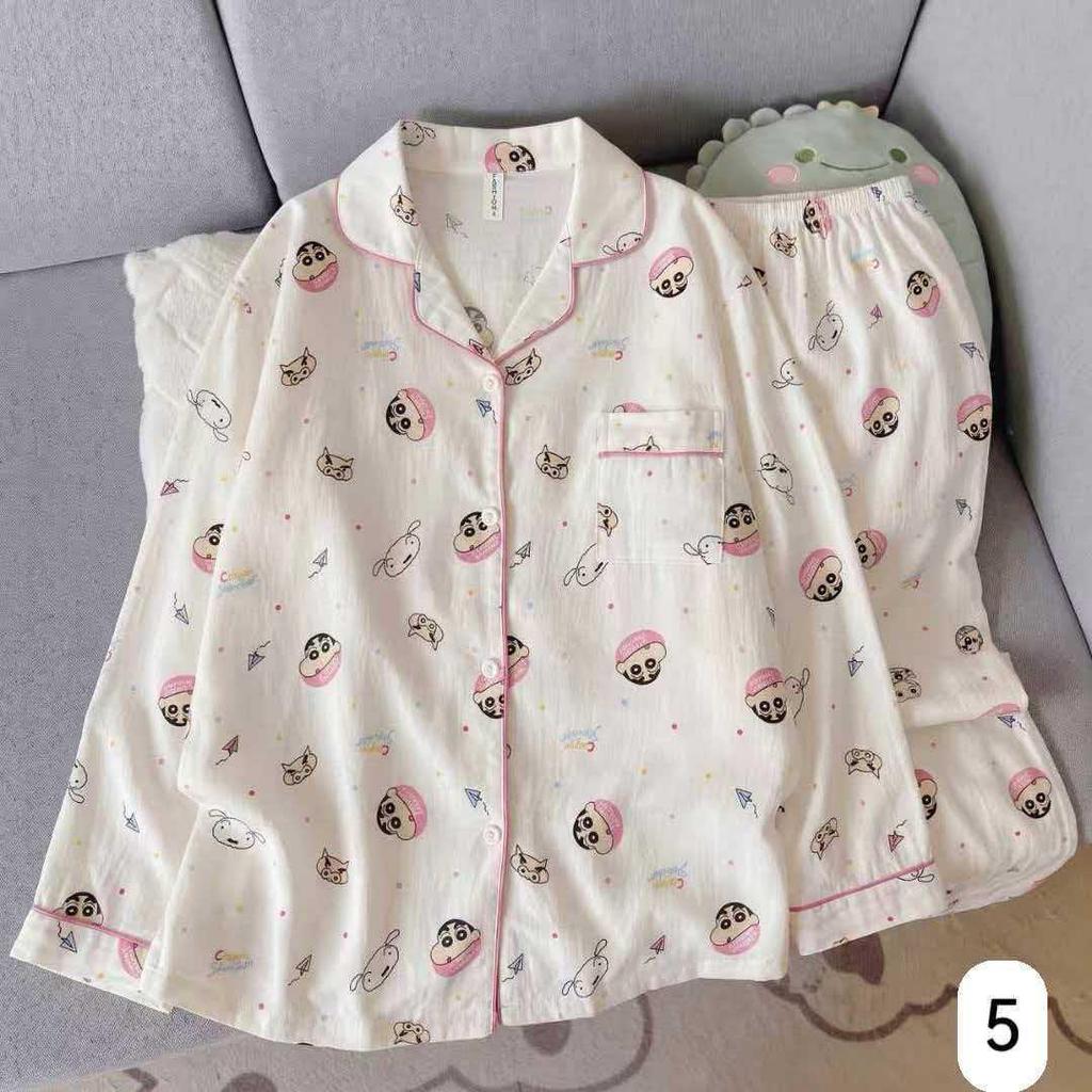 Women's Cloud Cotton Long Sleeve Pajamas - Sweet Cartoon Design for Spring & Autumn, Versatile for Home or Out