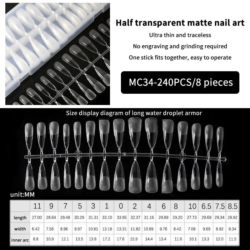 

240Pcs Full Cover Press On Nail Tips Stiletto Almond Square Coffin French False Fake Soak Off Gel Nail Extension Tips Capsule MC34