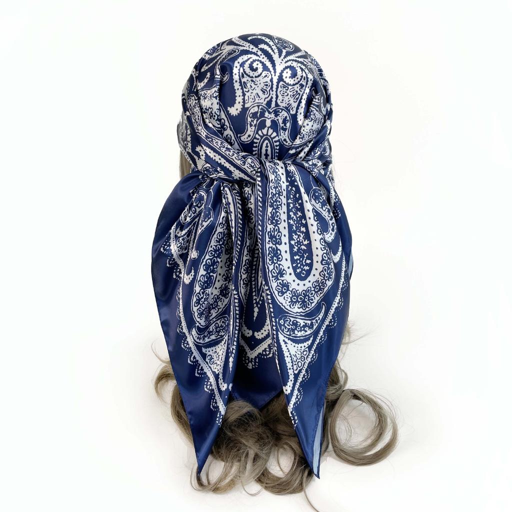 90cm Silk Scarf Ladies Large Square Scarf New Cashew Printed Turban Shawl Silk Scarf Silk Scarf Ladies Fashion