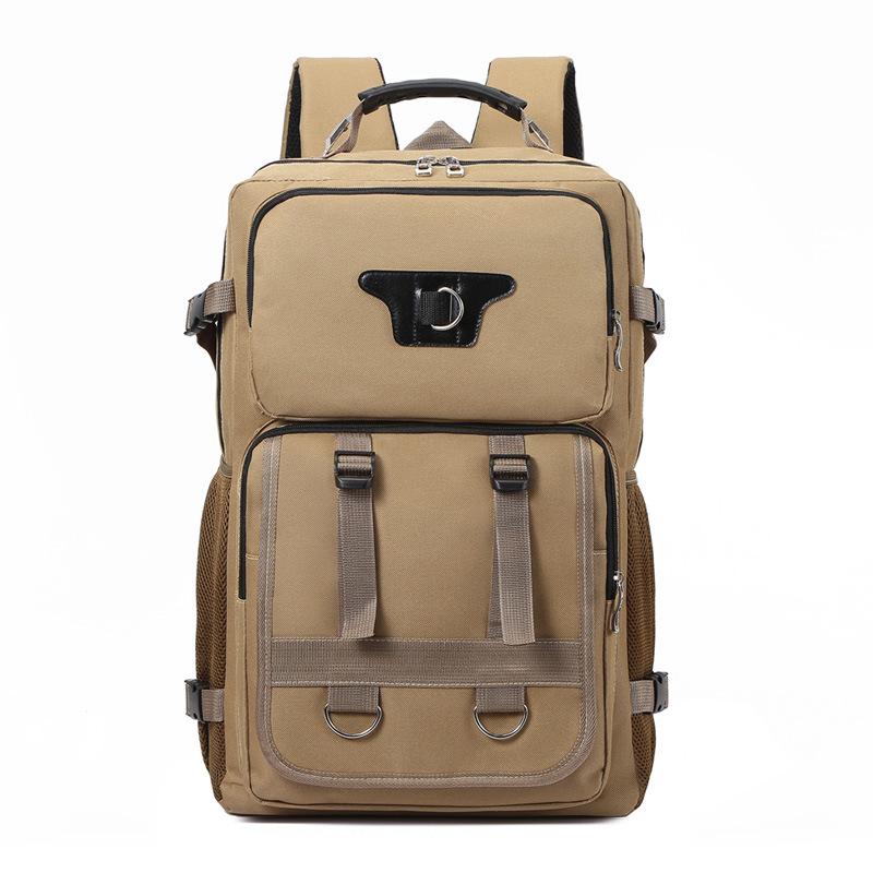 Fashion New Men's Multi-functional Canvas Backpack Waterproof Lightweight Travel Backpack Outdoor Breathable Wear-resistant Sports Backpack