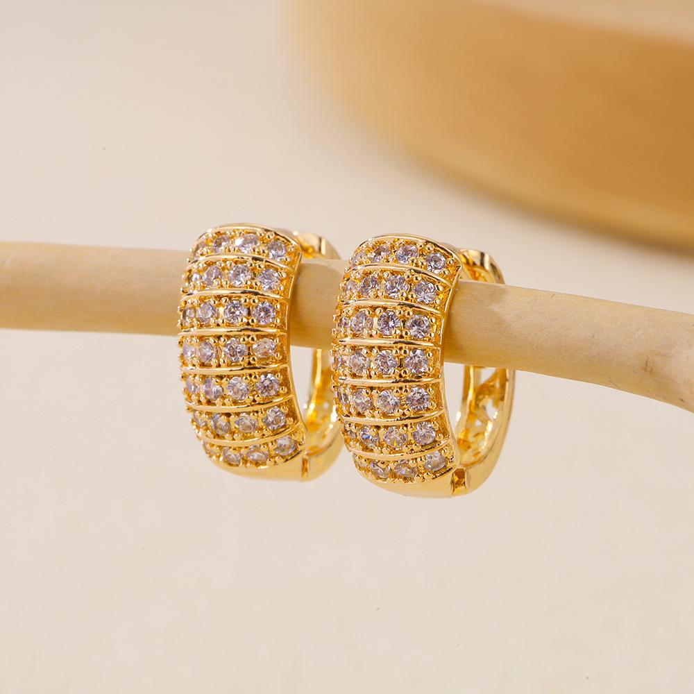 Gold Multi-Style Zircon Hoop Earrings for Women