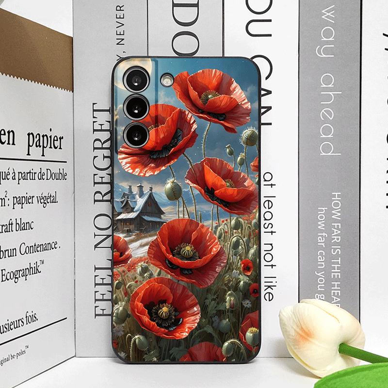 Retro Poppy Flower Bloom Hot Red Printed Phone Case for Motorola Moto Edge 50 Fusion 60 Stylus 40 30 Neo G75 G85 G84 G54 Covers