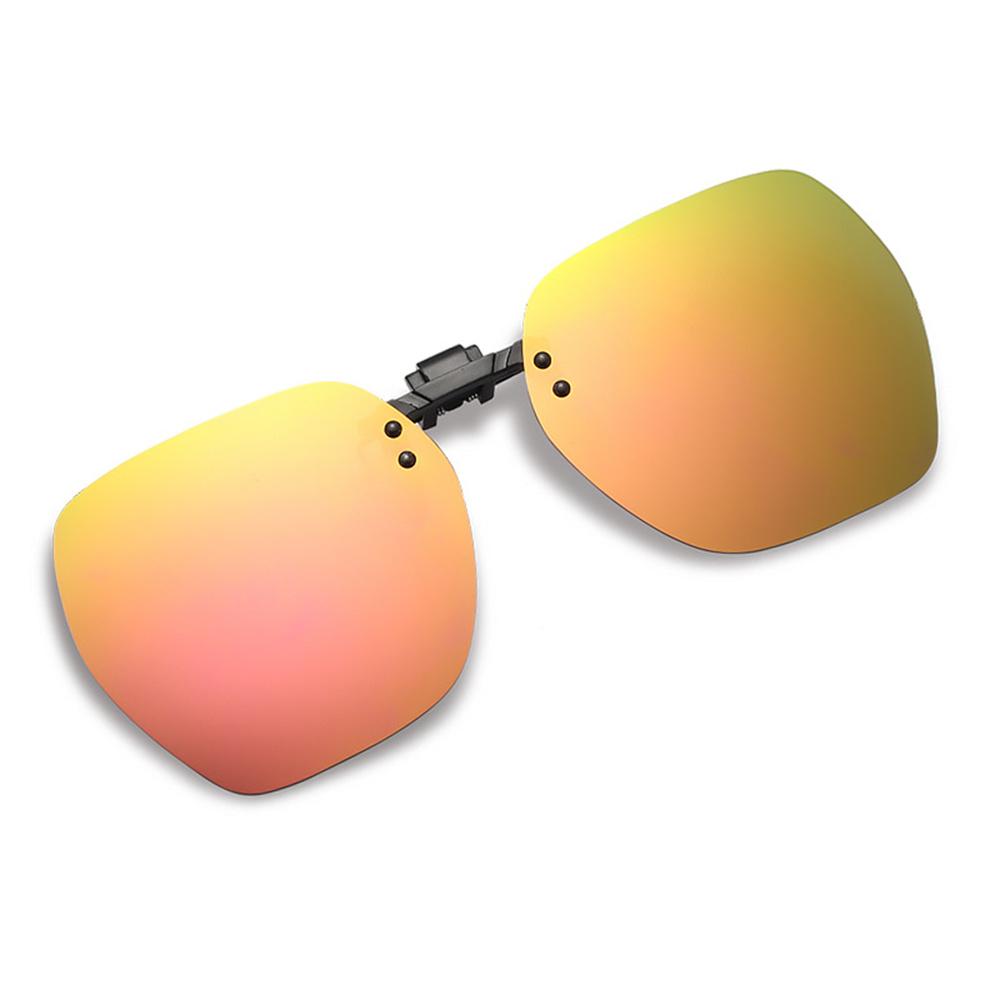 Polarized Sunglasses Clip Rimless Square Flip Up Glasses For Men Women Night Vision Clip On Eyeglasses Travel Driving Goggles