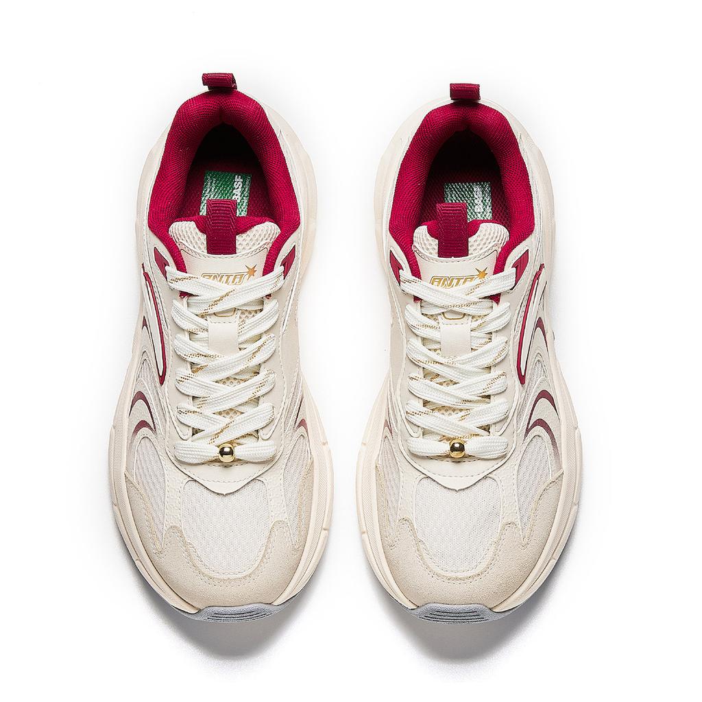 Anta Galaxy Slip Resistant Abrasion Resistant Low Top Casual Shoes Men's White Red 912618839-1
