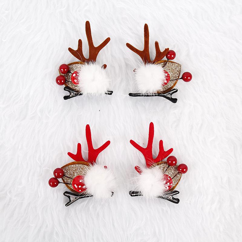 Christmas Reindeer Antler Hair Clips - Cute Bell Accessories for Girls