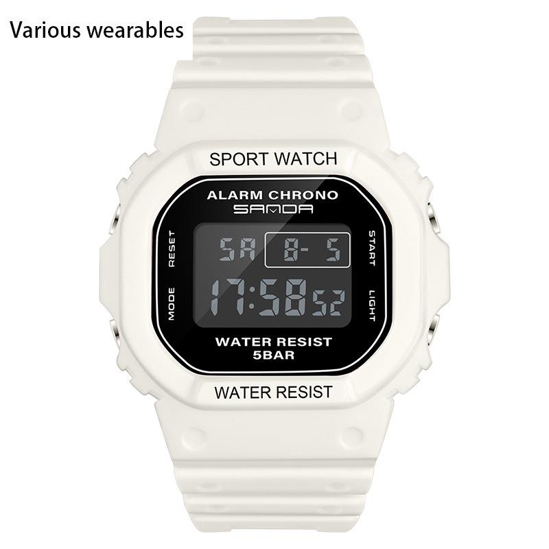 

Квадратные многофункциональные электронные часы спортивные часы водонепроницаемые светящиеся в темноте студенческие модные часы