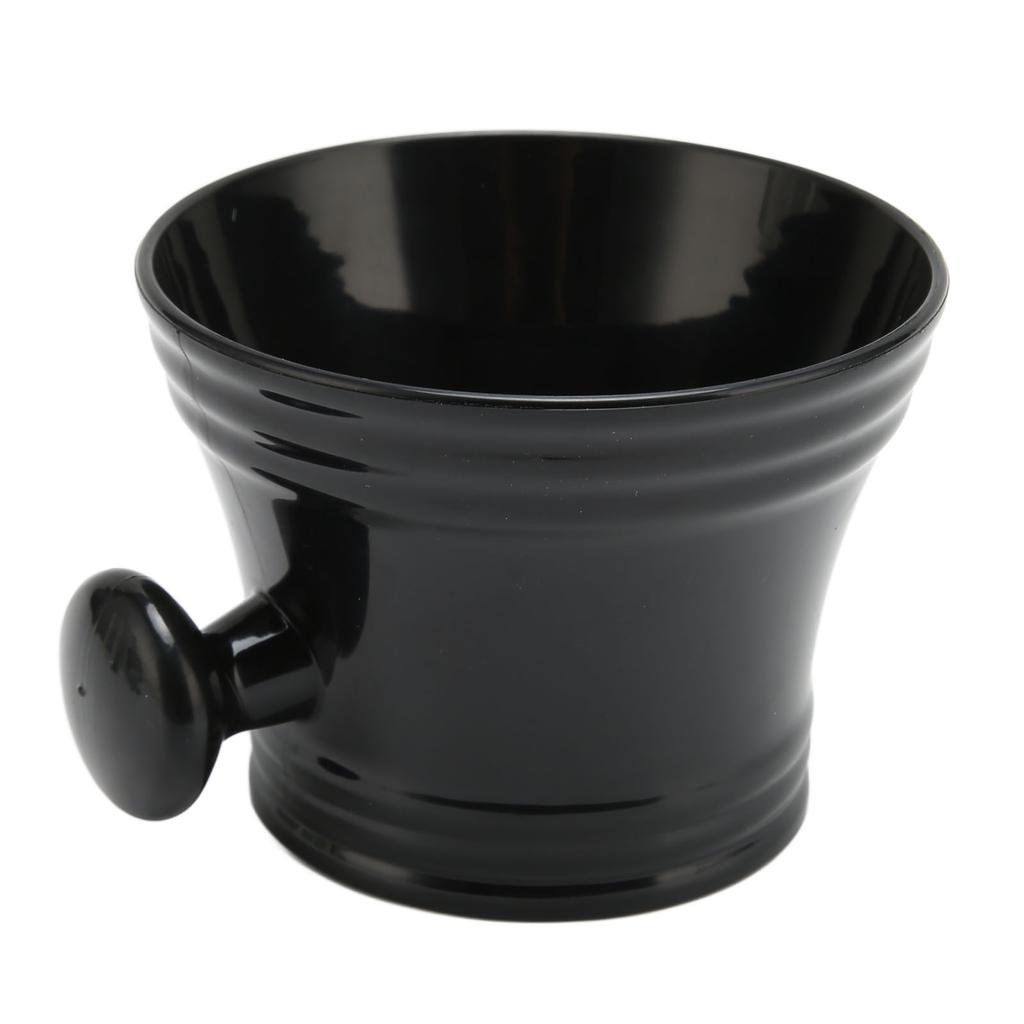 Shaving Soap Bowl Black Plastic Large Capacity Comfortable Grip Portable Shave Mug with Handle for Barber Home Travel