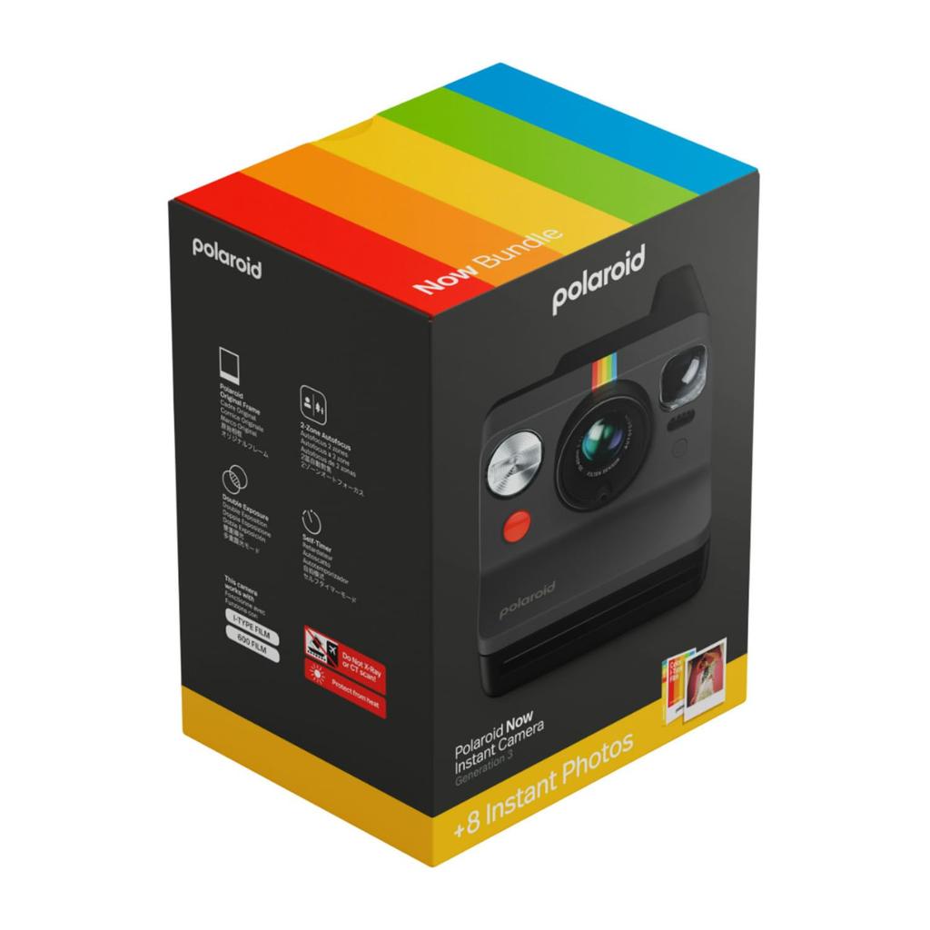 Polaroid Now 3rd Generation Instant Camera Film Bundle Now Black Camera 8 Color Photos I-Type + - + (6572)